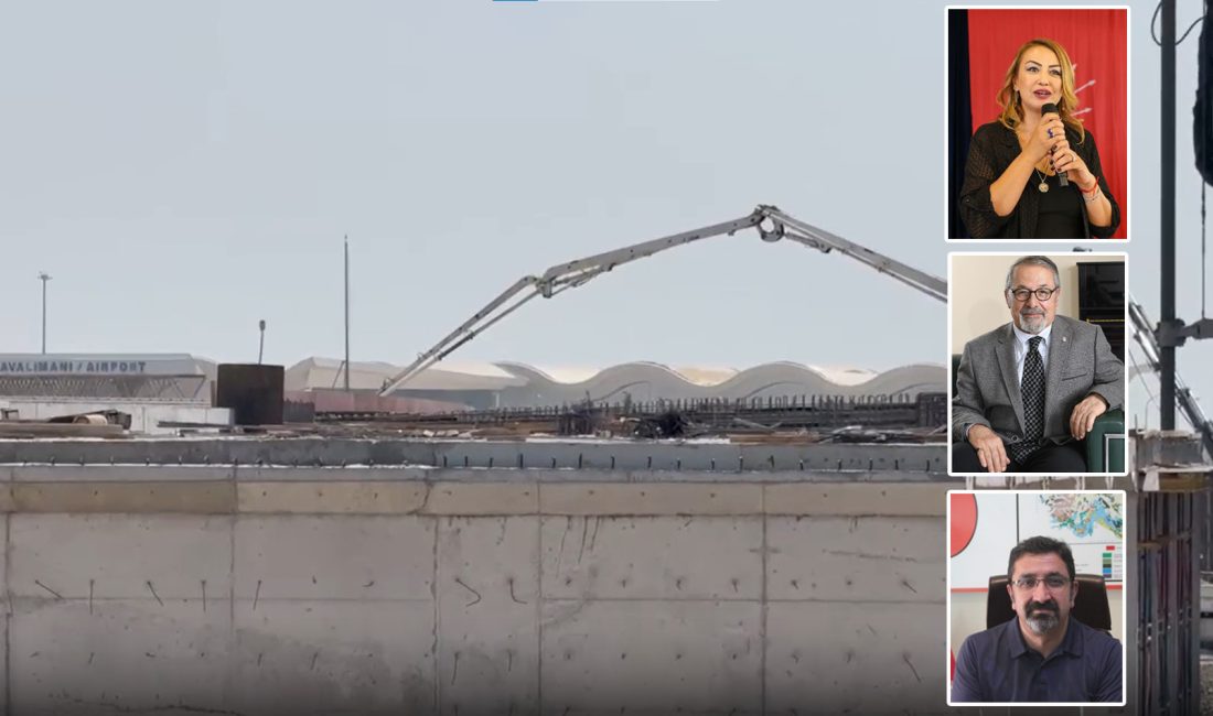 Depremde hasar gören ve kullanılamaz hale gelen Hatay Havalimanının yine